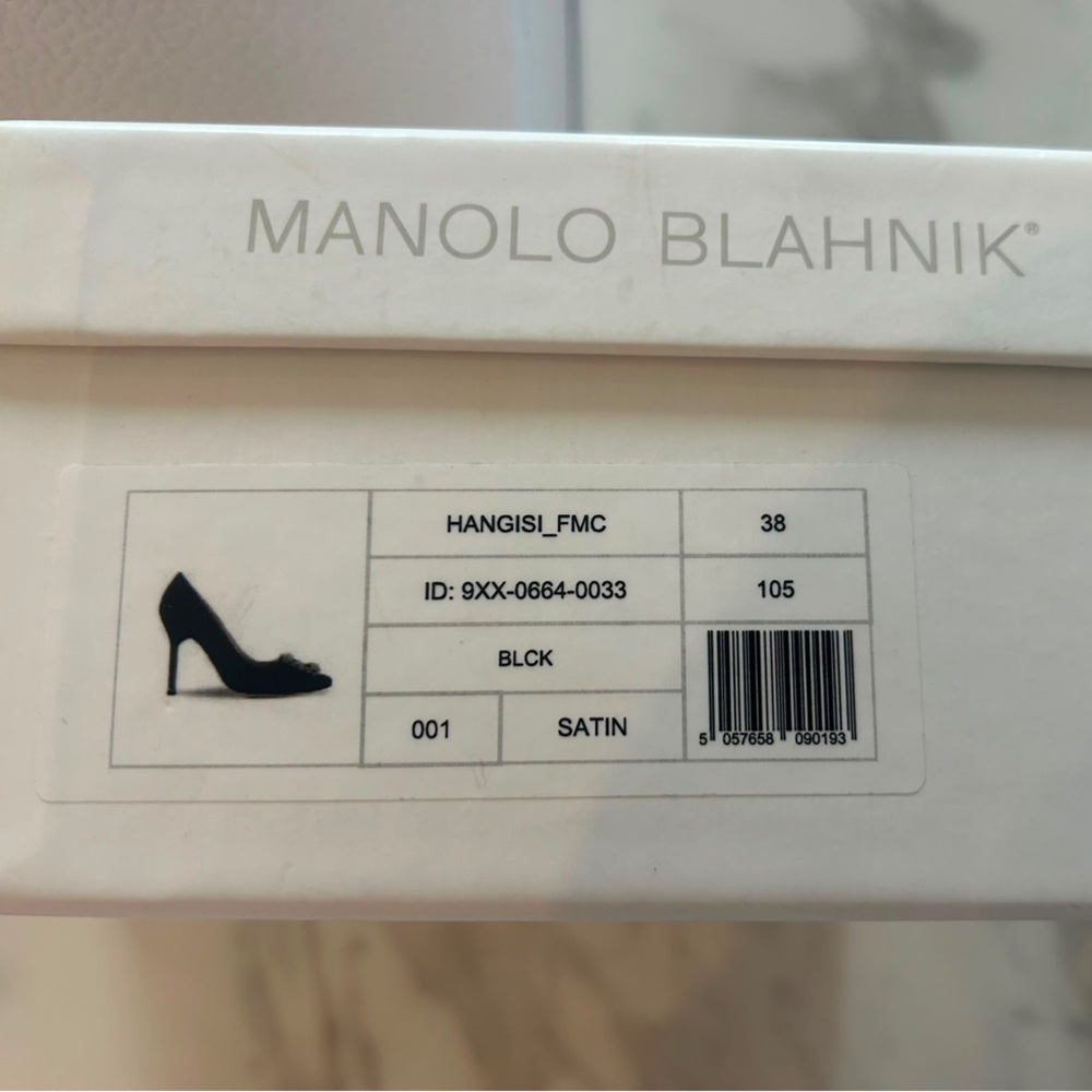 Manolo Blahnik Black Satin Pointed Toe Pumps with Crystal Buckles - Picture 5 of 5